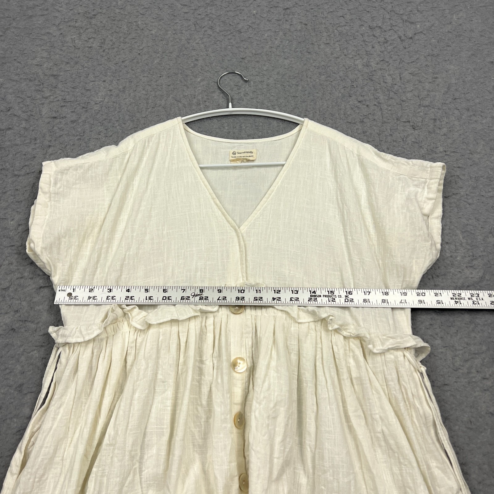 Seamsfriendly Dress Womens 34" Regular Cotton Knee Length Frilled Bohemian Beach — image 4 of 8